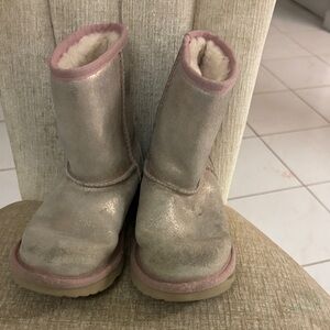 Metallic Pink Shearling Boots UGG Size 3 girls